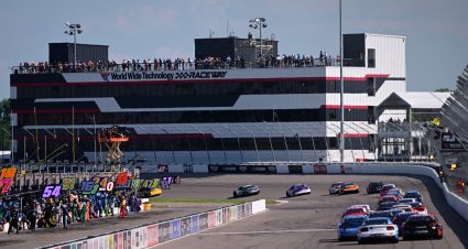 MADISON, ILLINOIS - JUNE 02: A general view of racing under cation during the NASCAR Cup Series Enjoy Illinois 300 at WWT Raceway on June 02, 2024 in Madison, Illinois. (Photo by Logan Riely/Getty Images) | Getty Images