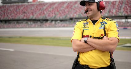 TALLADEGA, ALABAMA - APRIL 20: Crew chief Travis Peterson looks on during qualifying for the NASCAR Cup Series GEICO 500 at Talladega Superspeedway on April 20, 2024 in Talladega, Alabama. (Photo by James Gilbert/Getty Images) | Getty Images