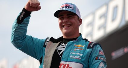 NEWTON, IOWA - JUNE 15: Sam Mayer, driver of the #1 Roto-Rooter Chevrolet, celebrates in victory lane after winning the NASCAR Xfinity Series Hy-Vee Perks 250 at Iowa Speedway on June 15, 2024 in Newton, Iowa. (Photo by James Gilbert/Getty Images) | Getty Images
