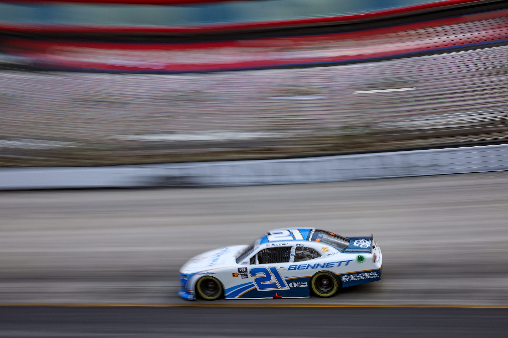 BRISTOL, TENNESSEE - SEPTEMBER 20: Austin Hill, driver of the #21 Bennett Transportation Chevrolet, drives during practice for NASCAR Xfinity Series Food City 300 at Bristol Motor Speedway on September 20, 2024 in Bristol, Tennessee. (Photo by James Gilbert/Getty Images) | Getty Images