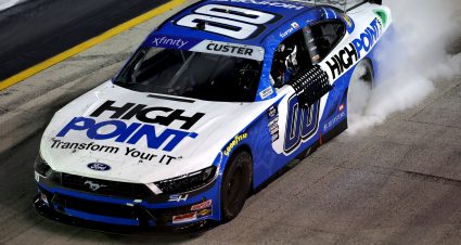 BRISTOL, TENNESSEE - SEPTEMBER 20: Cole Custer, driver of the #00 HighPoint.com Ford, celebrates with a burnout after winning the NASCAR Xfinity Series Food City 300 at Bristol Motor Speedway on September 20, 2024 in Bristol, Tennessee. (Photo by James Gilbert/Getty Images) | Getty Images