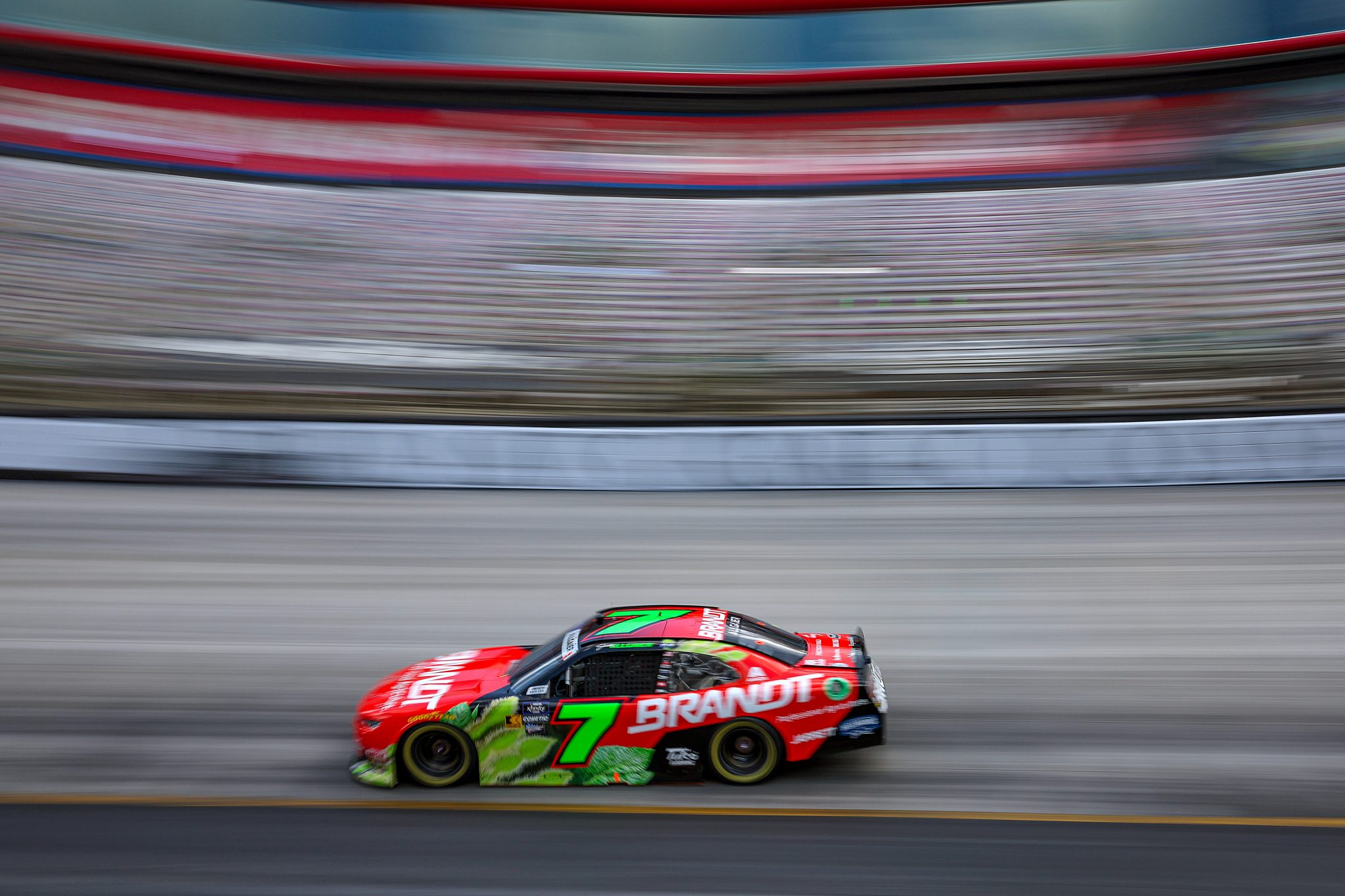 BRISTOL, TENNESSEE - SEPTEMBER 20: Justin Allgaier, driver of the #7 BRANDT Chevrolet, drives during practice for NASCAR Xfinity Series Food City 300 at Bristol Motor Speedway on September 20, 2024 in Bristol, Tennessee. (Photo by James Gilbert/Getty Images) | Getty Images