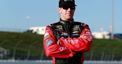 KANSAS CITY, KS - OCTOBER 14:  Carl Edwards, driver of the #19 Xfinity Toyota, stands on the grid prior to qualifying for the NASCAR Sprint Cup Series Hollywood Casino 400 at Kansas Speedway on October 14, 2016 in Kansas City, Kansas.  (Photo by Matt Sullivan/Getty Images) | Getty Images