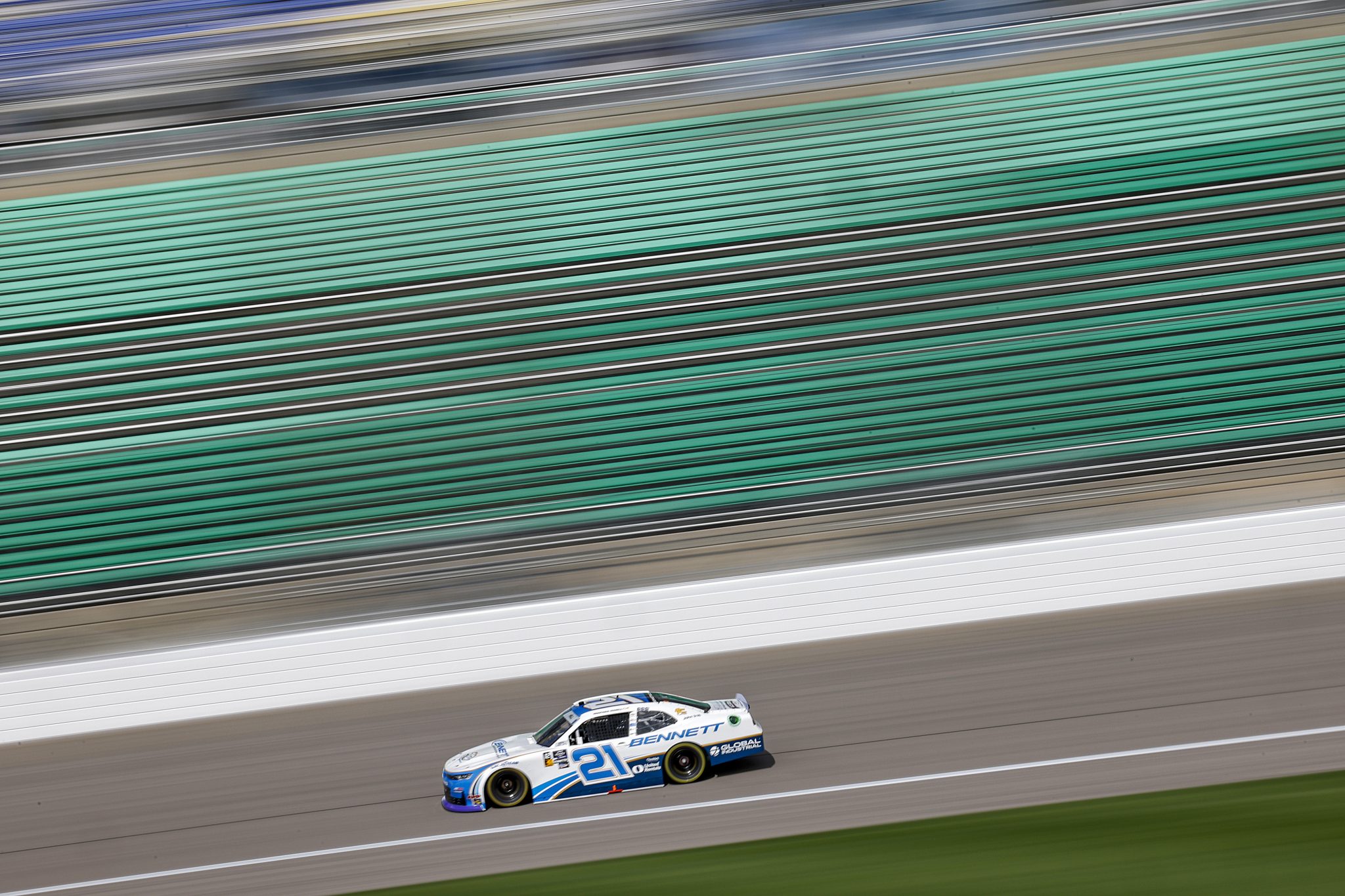 KANSAS CITY, KANSAS - SEPTEMBER 28: Austin Hill, driver of the #21 Bennett Transportation Chevrolet, drives during practice for the NASCAR Xfinity Series Kansas Lottery 300 at Kansas Speedway on September 28, 2024 in Kansas City, Kansas. (Photo by Chris Graythen/Getty Images) | Getty Images