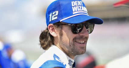 HAMPTON, GEORGIA - SEPTEMBER 07: Ryan Blaney, driver of the #12 Dent Wizard Ford, waits on the grid during qualifying for the NASCAR Cup Series Quaker State 400 Available at Walmart  at Atlanta Motor Speedway on September 07, 2024 in Hampton, Georgia. (Photo by Logan Riely/Getty Images) | Getty Images