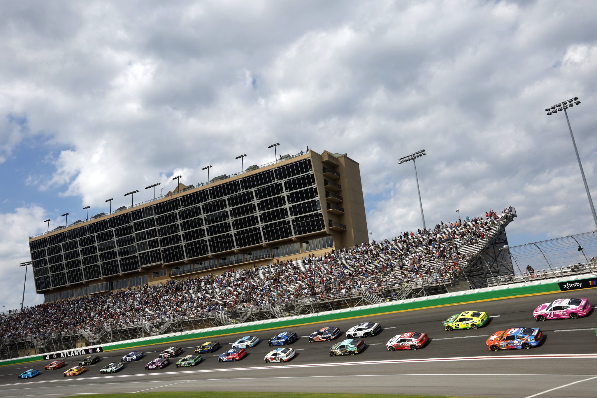 HAMPTON, GEORGIA - SEPTEMBER 08: A general view of racing during the NASCAR Cup Series Quaker State 400 Available at Walmart at Atlanta Motor Speedway on September 08, 2024 in Hampton, Georgia. (Photo by Sean Gardner/Getty Images) | Getty Images