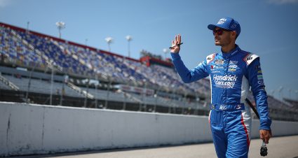 DARLINGTON, SOUTH CAROLINA - AUGUST 31: Kyle Larson, driver of the #5 HendrickCars.com Chevrolet, walks the grid during practice for the NASCAR Cup Series Cook Out Southern 500 at Darlington Raceway on August 31, 2024 in Darlington, South Carolina. (Photo by Jared C. Tilton/Getty Images) | Getty Images