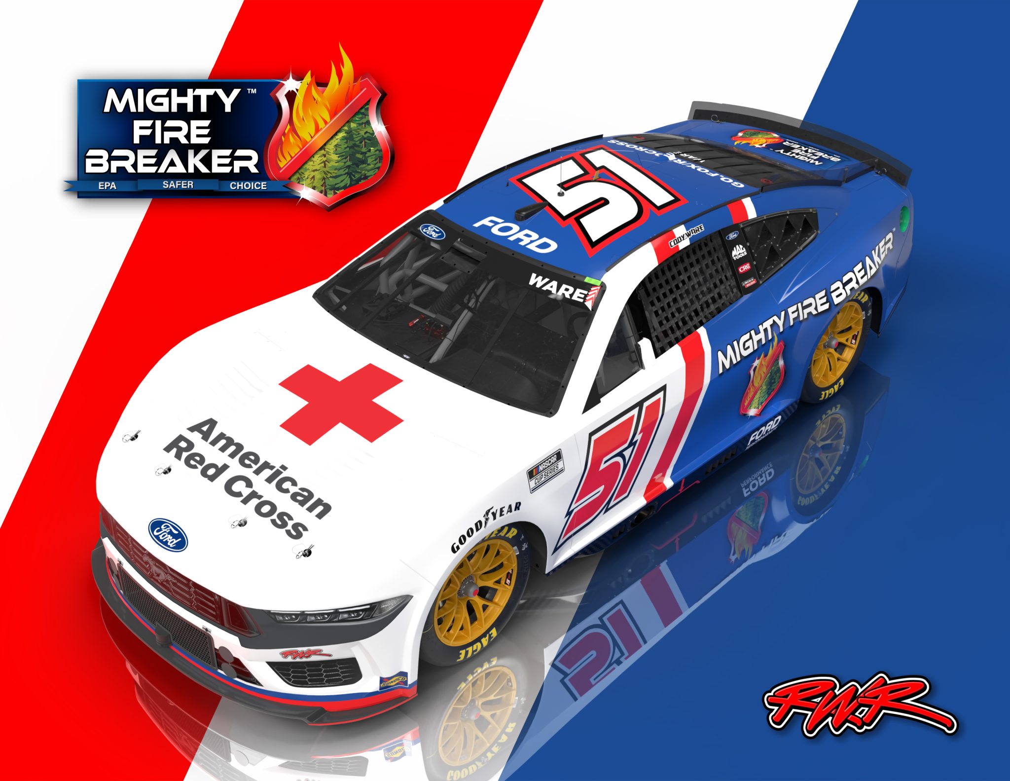51redcrossfordmustang