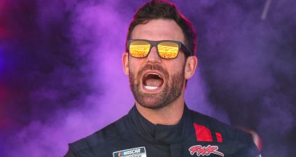 LAS VEGAS, NEVADA - OCTOBER 20: Corey LaJoie, driver of the #51 Mighty Fire Breaker Ford, walks onstage during driver intros prior to the NASCAR Cup Series South Point 400 at Las Vegas Motor Speedway on October 20, 2024 in Las Vegas, Nevada. (Photo by Meg Oliphant/Getty Images) | Getty Images