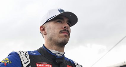 MADISON, ILLINOIS - JUNE 01: Dean Thompson, driver of the #5 Thompson Pipe Group Toyota, waits backstage during driver intros prior to the NASCAR Craftsman Truck Series Toyota 200 at WWT Raceway on June 01, 2024 in Madison, Illinois. (Photo by Logan Riely/Getty Images) | Getty Images