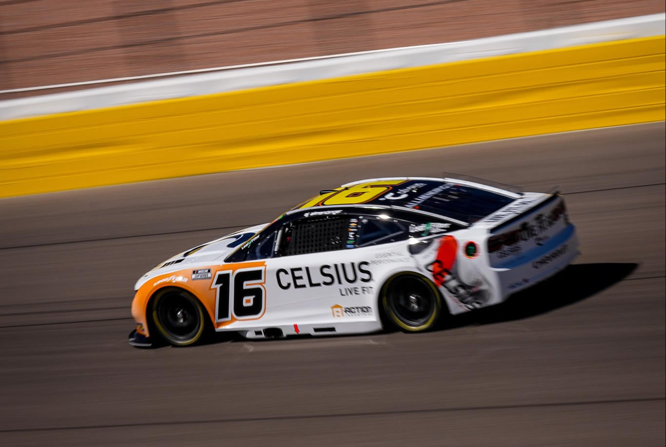 LAS VEGAS, NEVADA - OCTOBER 11: A.J. Allmendinger, driver of the #16 CELSIUS Chevrolet, drives during practice for the NASCAR Cup Series South Point 400 at Las Vegas Motor Speedway on October 11, 2025 in Las Vegas, Nevada. Photo from Kaulig Racing.