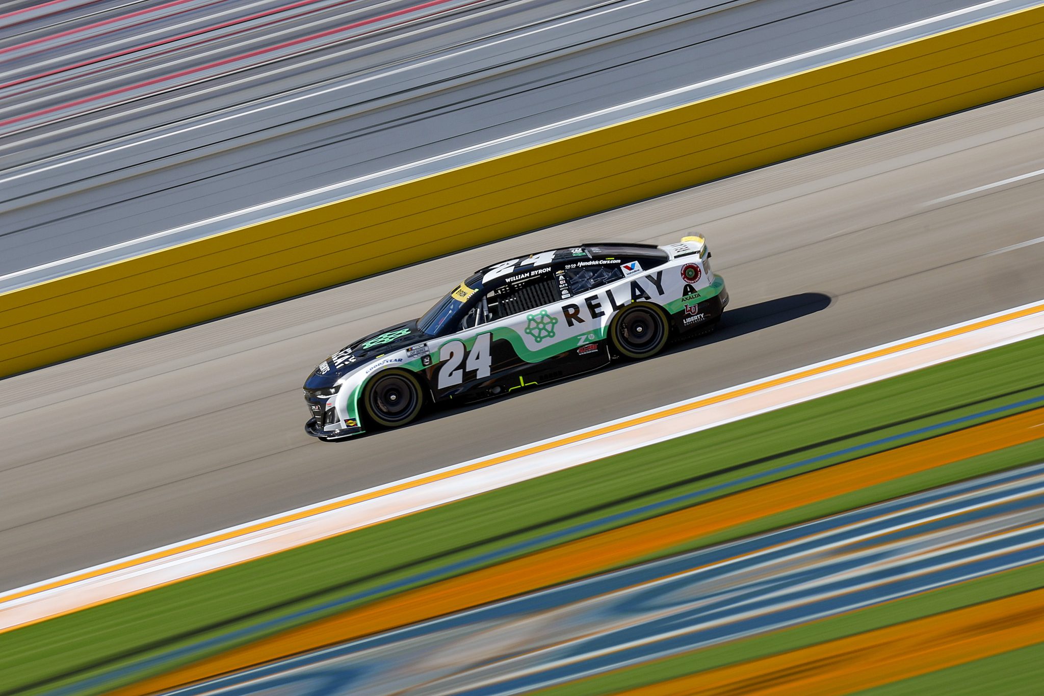 LAS VEGAS, NEVADA - OCTOBER 11: William Byron, driver of the #24 Relay Payments Chevrolet, drives during practice for the NASCAR Cup Series South Point 400 at Las Vegas Motor Speedway on October 11, 2025 in Las Vegas, Nevada. (Photo by Logan Riely/Getty Images) | Getty Images