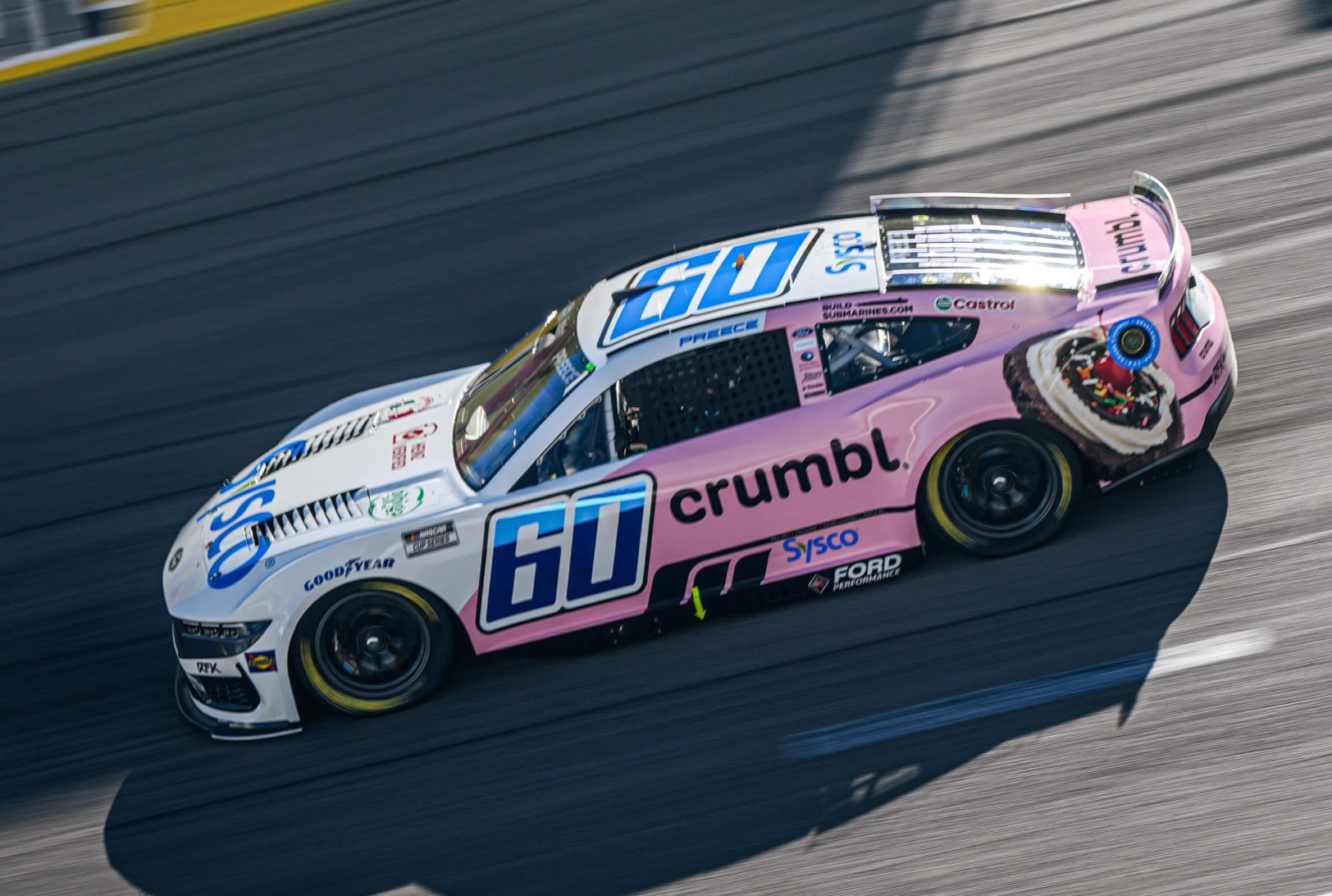 LAS VEGAS, NEVADA - OCTOBER 11: Ryan Preece, driver of the #60 Sysco/crumbl Ford, drives during practice for the NASCAR Cup Series South Point 400 at Las Vegas Motor Speedway on October 11, 2025 in Las Vegas, Nevada. Photo from RFK Racing.