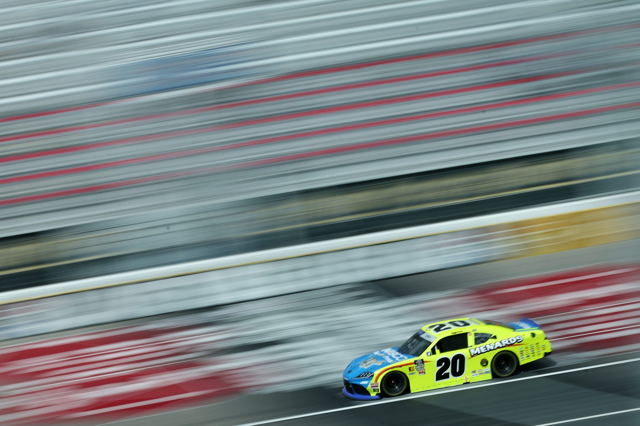 LAS VEGAS, NEVADA - OCTOBER 11: Brandon Jones, driver of the #20 Menards/Nibco Toyota, drives during practice for the NASCAR Xfinity Series Focused Health 302 at Las Vegas Motor Speedway on October 11, 2025 in Las Vegas, Nevada. (Photo by Chris Graythen/Getty Images) | Getty Images