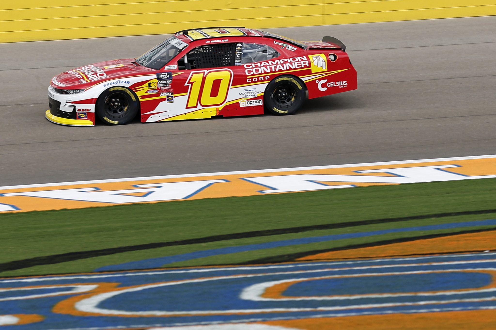 LAS VEGAS, NEVADA - OCTOBER 11: Daniel Dye, driver of the #10 Champion Container Chevrolet, drives during the NASCAR Xfinity Series Focused Health 302 at Las Vegas Motor Speedway on October 11, 2025 in Las Vegas, Nevada. (Photo by Logan Riely/Getty Images) | Getty Images