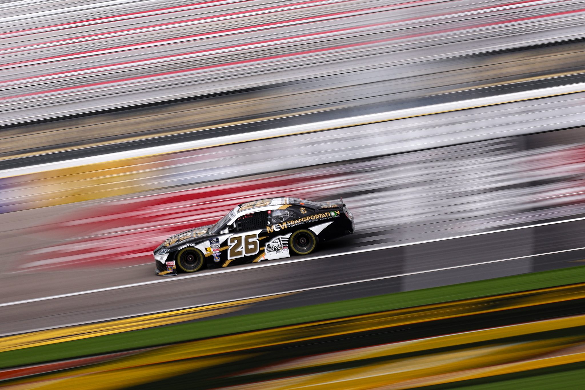 LAS VEGAS, NEVADA - OCTOBER 11: Dean Thompson, driver of the #26 MCM Transportation Toyota, drives during practice for the NASCAR Xfinity Series Focused Health 302 at Las Vegas Motor Speedway on October 11, 2025 in Las Vegas, Nevada. (Photo by Chris Graythen/Getty Images) | Getty Images