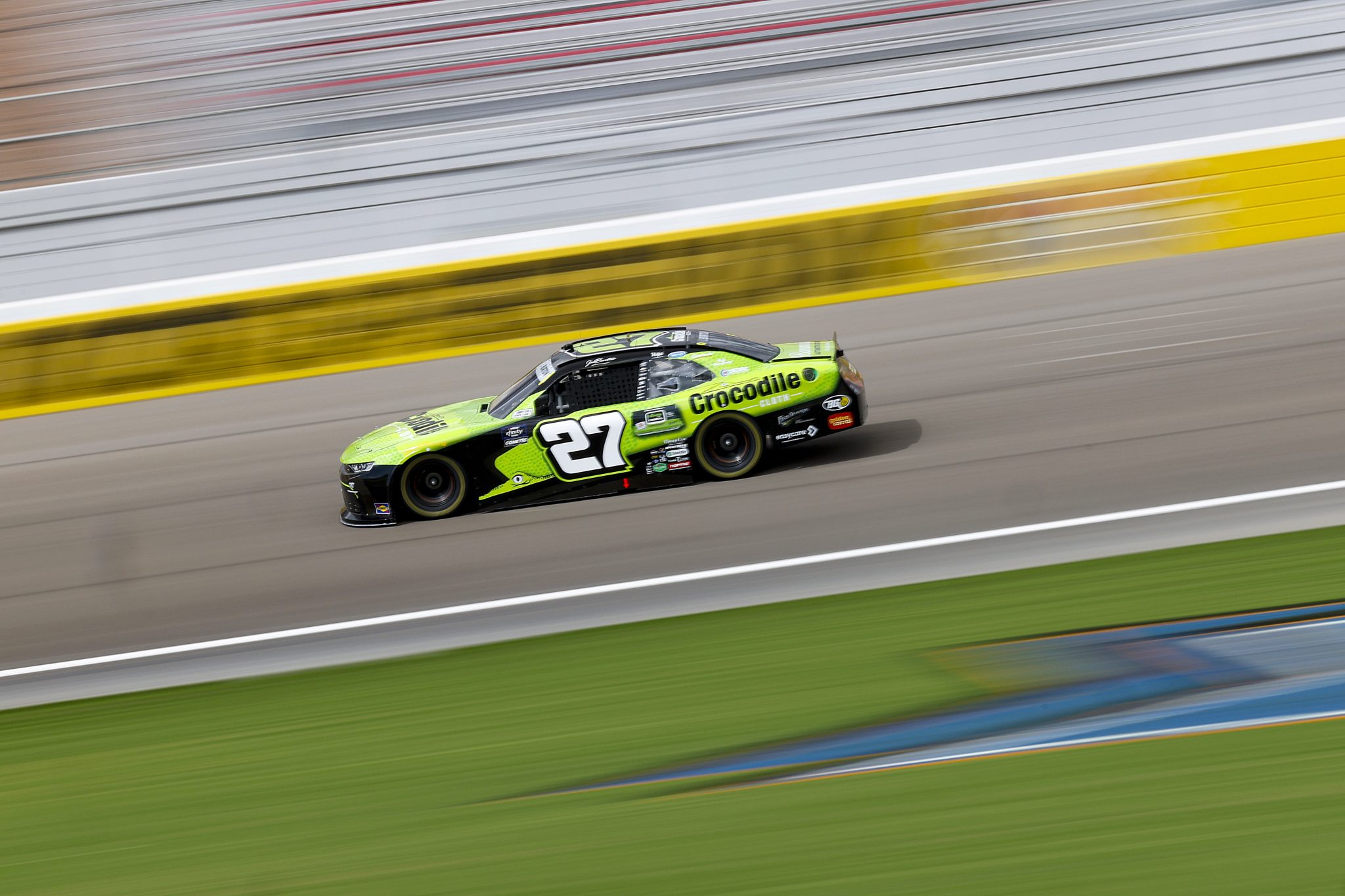 LAS VEGAS, NEVADA - OCTOBER 11: Jeb Burton, driver of the #27 Crocodile Cloth Chevrolet, drives during practice for the NASCAR Xfinity Series Focused Health 302 at Las Vegas Motor Speedway on October 11, 2025 in Las Vegas, Nevada. (Photo by Logan Riely/Getty Images) | Getty Images