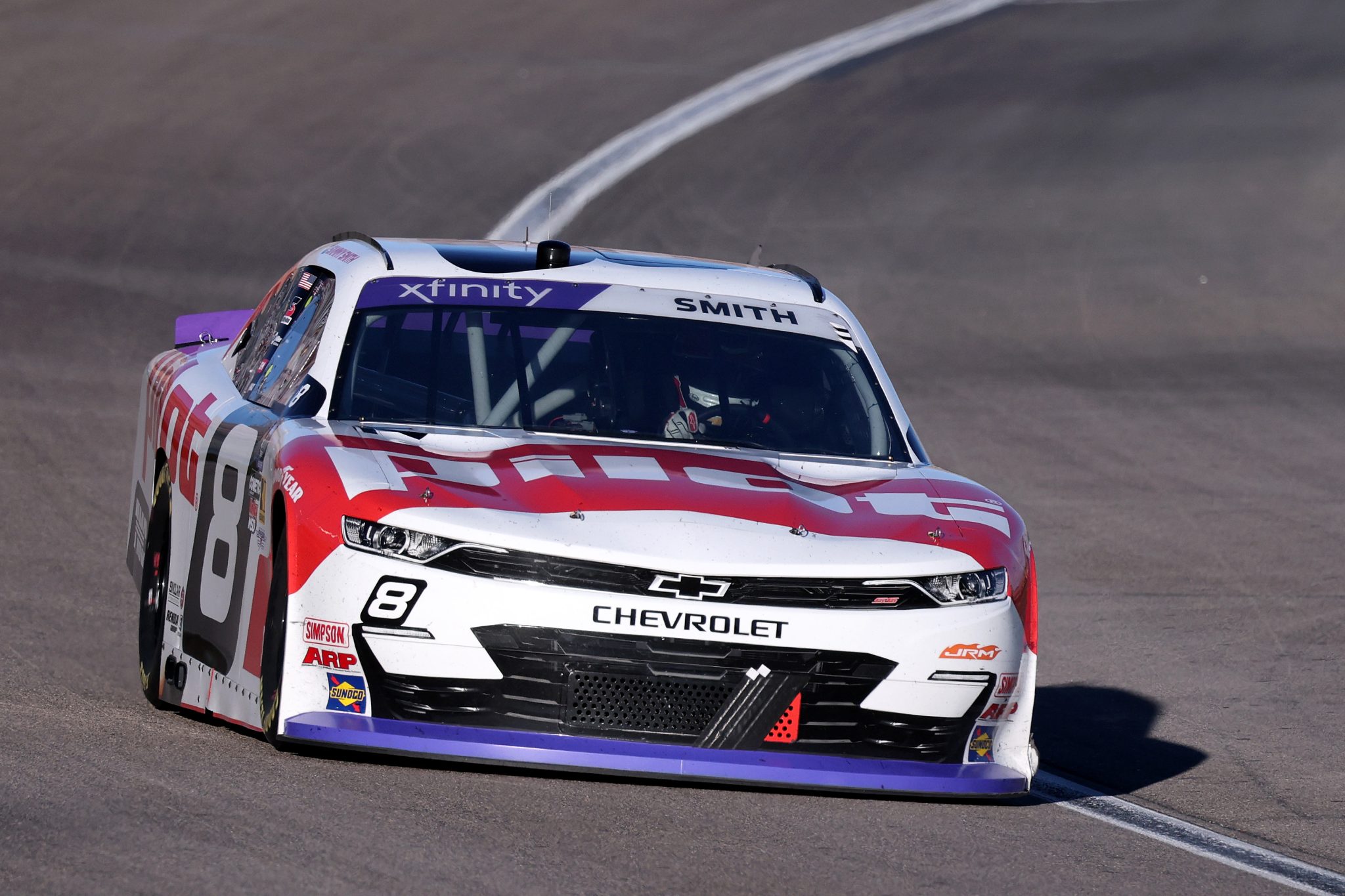 LAS VEGAS, NEVADA - OCTOBER 11: Sammy Smith, driver of the #8 Pilot Chevrolet, drives during the NASCAR Xfinity SeriesFocused Health 302 at Las Vegas Motor Speedway on October 11, 2025 in Las Vegas, Nevada. (Photo by Chris Graythen/Getty Images) | Getty Images
