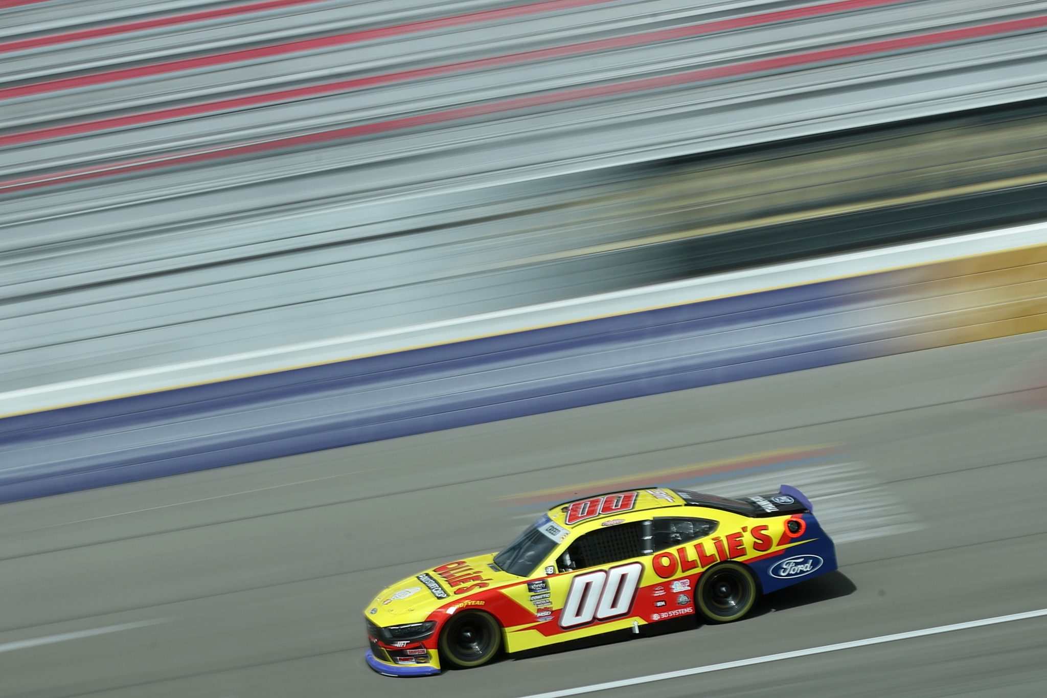 LAS VEGAS, NEVADA - OCTOBER 11: Sheldon Creed, driver of the #00 Ollie's Ford, drives during practice for the NASCAR Xfinity Series Focused Health 302 at Las Vegas Motor Speedway on October 11, 2025 in Las Vegas, Nevada. (Photo by Chris Graythen/Getty Images) | Getty Images