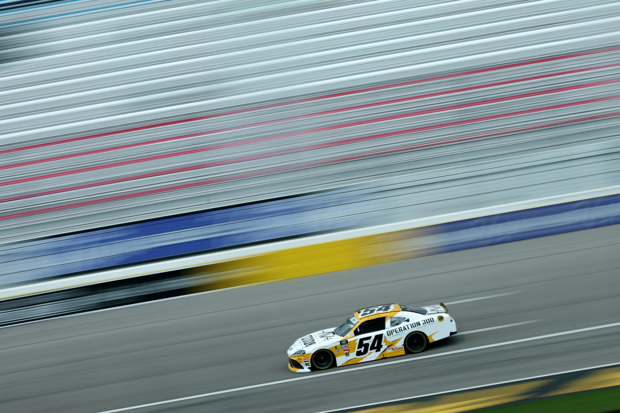 LAS VEGAS, NEVADA - OCTOBER 11: Taylor Gray, driver of the #54 Operation 300 Toyota, drives during practice for the NASCAR Xfinity Series Focused Health 302 at Las Vegas Motor Speedway on October 11, 2025 in Las Vegas, Nevada. (Photo by Chris Graythen/Getty Images) | Getty Images