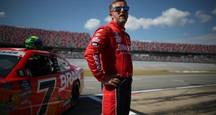 TALLADEGA, ALABAMA - OCTOBER 18: Justin Allgaier, driver of the #7 BRANDT Chevrolet, looks on during qualifying for the NASCAR Xfinity Series United Rentals 250 at Talladega Superspeedway on October 18, 2025 in Talladega, Alabama. (Photo by Chris Graythen/Getty Images) | Getty Images