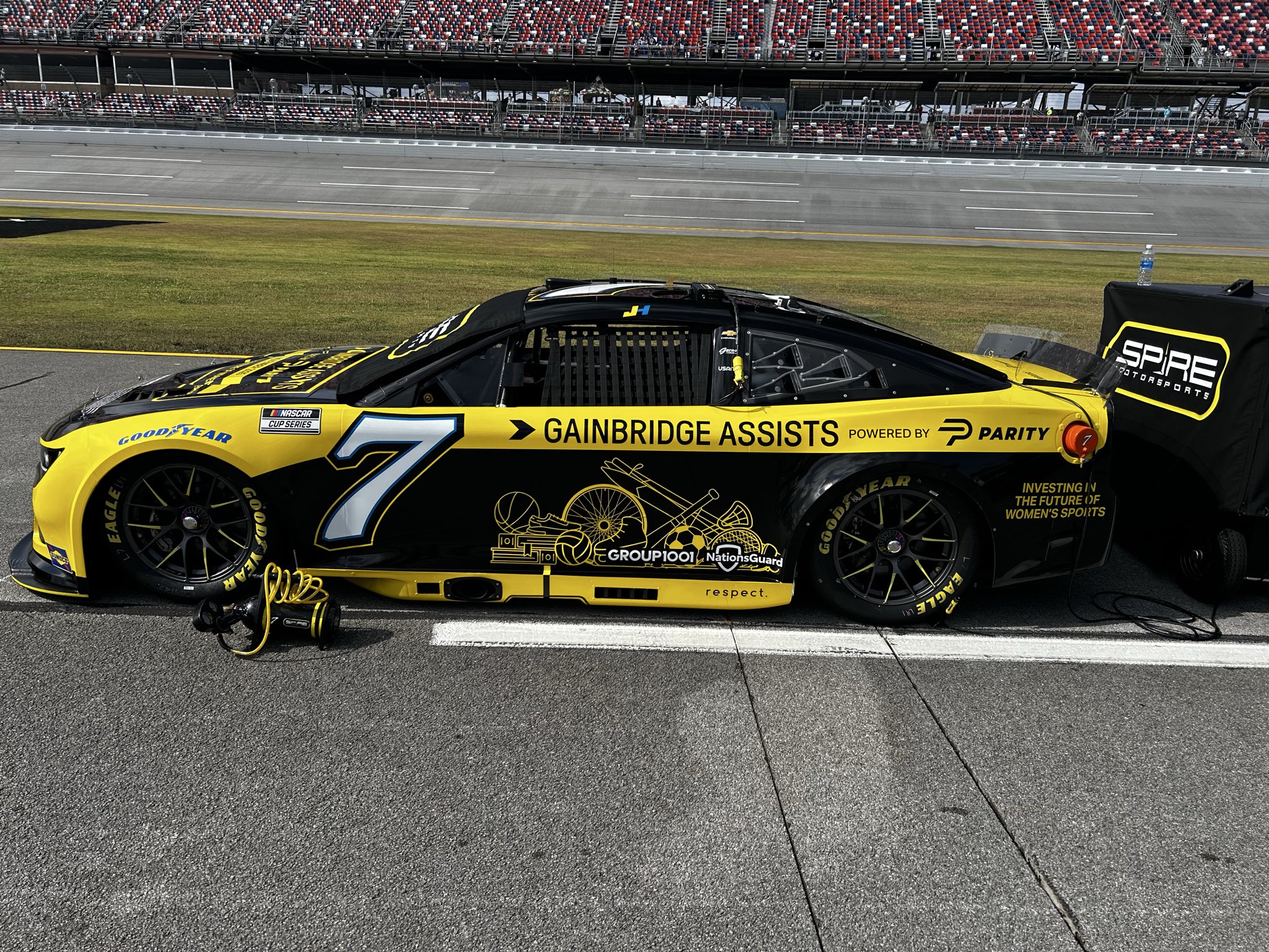 Justin Haley's #7 Gainbridge Chevrolet. Taken prior to the YellaWood 500 NASCAR Cup Series race at Talladega Superspeedway on October 19, 2025 by Dustin Albino of Jayski.com.
