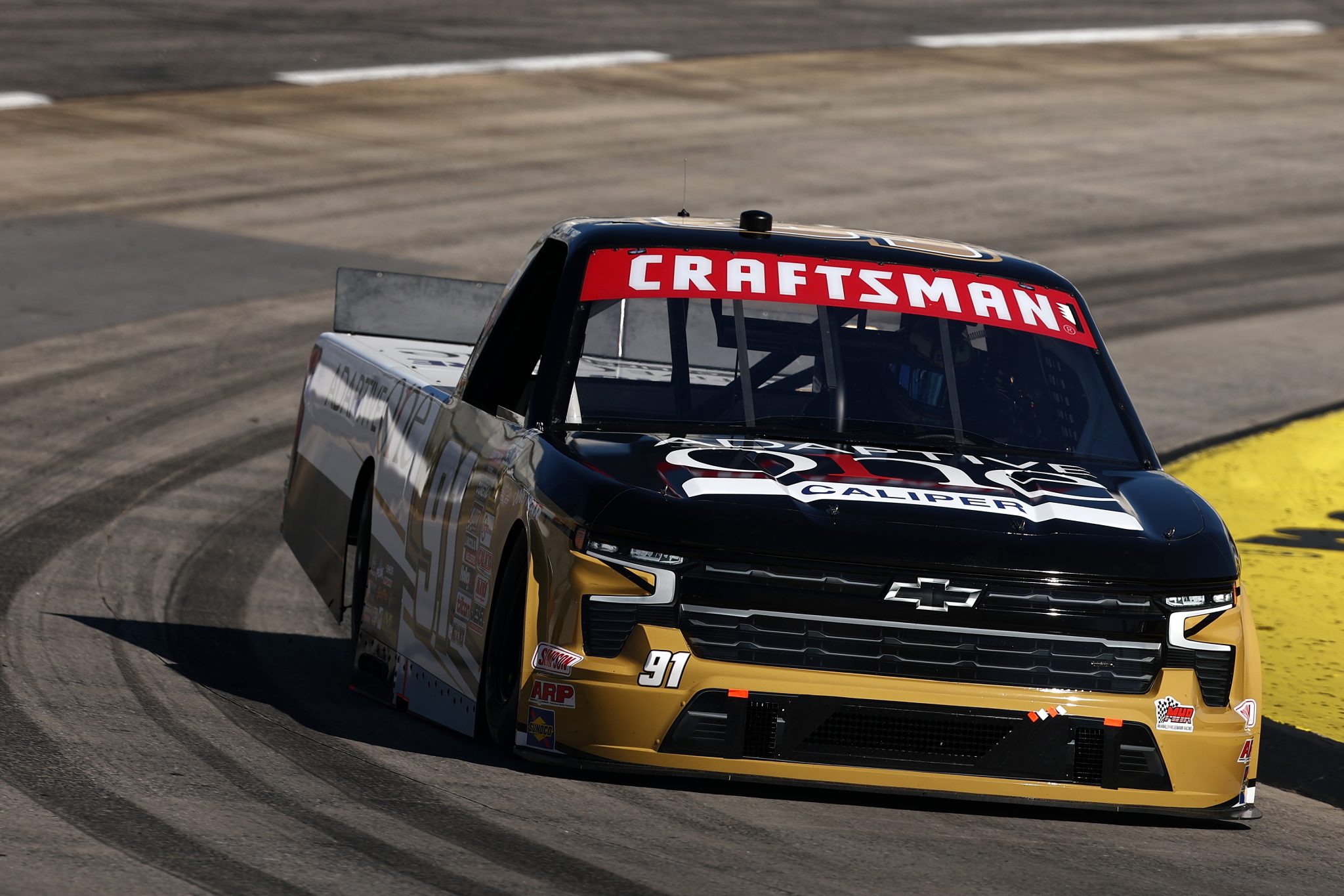 MARTINSVILLE, VIRGINIA - OCTOBER 24: Jack Wood, driver of the #91 Adaptive One Calipers Chevrolet, drives during practice for the NASCAR Craftsman Truck Series Slim Jim 200 at Martinsville Speedway on October 24, 2025 in Martinsville, Virginia. (Photo by Jared C. Tilton/Getty Images) | Getty Images