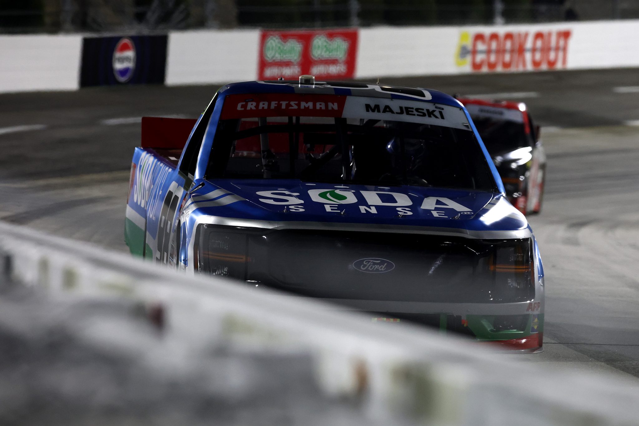 MARTINSVILLE, VIRGINIA - OCTOBER 24: Ty Majeski, driver of the #98 Soda Sense/Curb Records Ford, drives during the NASCAR Craftsman Truck Slim Jim 200 at Martinsville Speedway on October 24, 2025 in Martinsville, Virginia. (Photo by Jared C. Tilton/Getty Images) | Getty Images