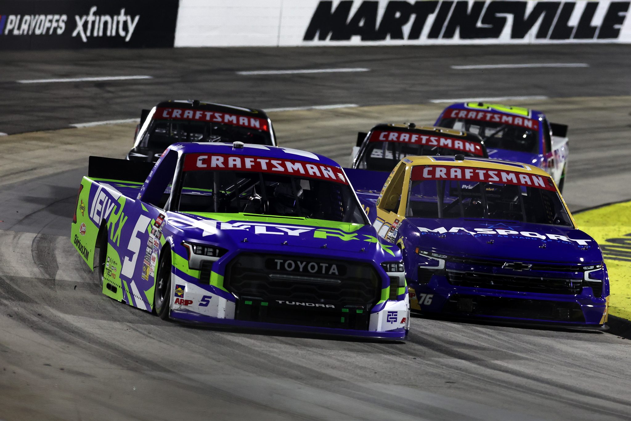 MARTINSVILLE, VIRGINIA - OCTOBER 24: Toni Breidinger, driver of the #5 TelyRx Toyota, drives during the NASCAR Craftsman Truck Slim Jim 200 at Martinsville Speedway on October 24, 2025 in Martinsville, Virginia. (Photo by David Jensen/Getty Images) | Getty Images