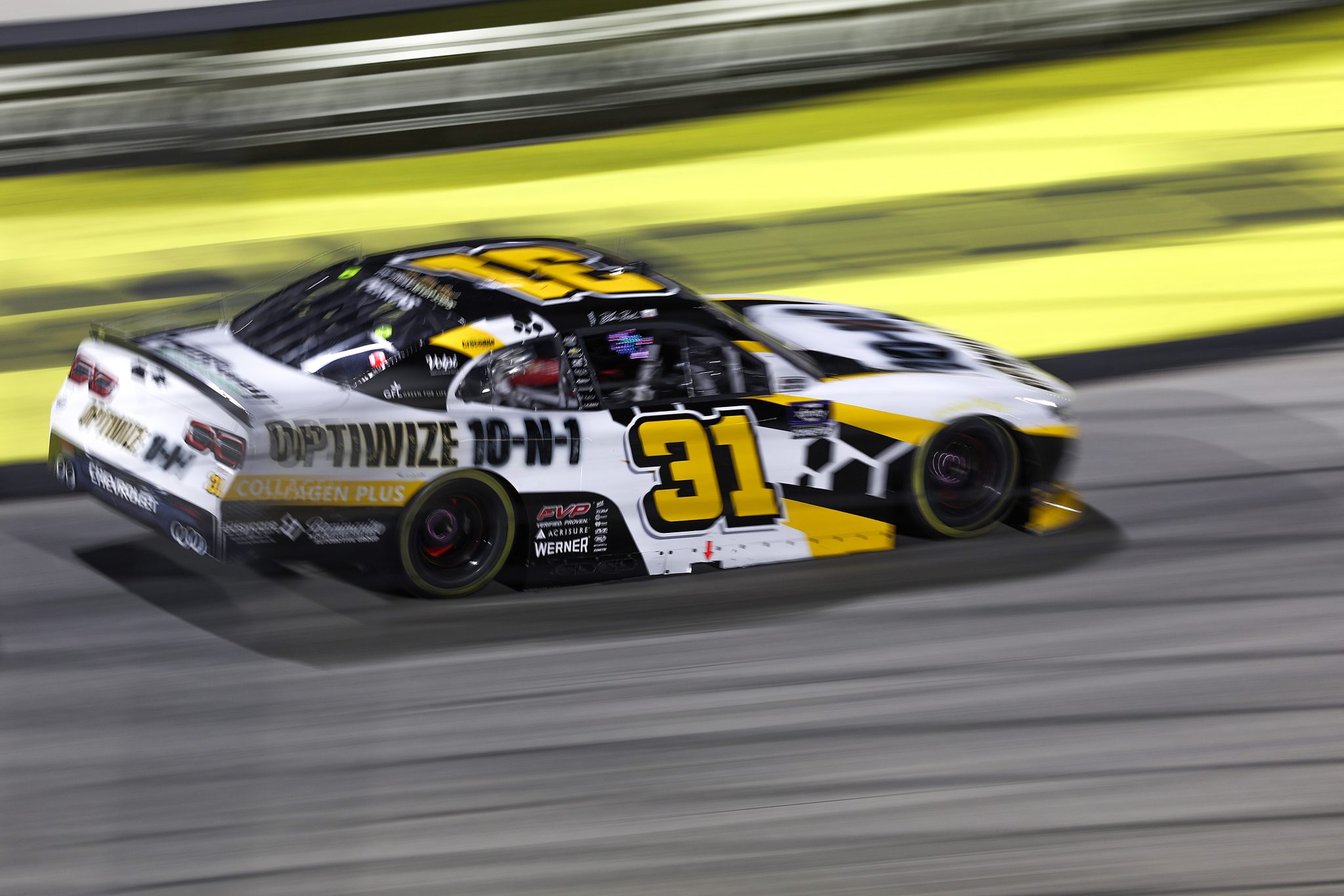 MARTINSVILLE, VIRGINIA - OCTOBER 25: Blaine Perkins, driver of the #31 OptiWise Chevrolet, drives during the NASCAR Xfinity Series IAA and Ritchie Bros. 250 at Martinsville Speedway on October 25, 2025 in Martinsville, Virginia. (Photo by David Jensen/Getty Images) | Getty Images