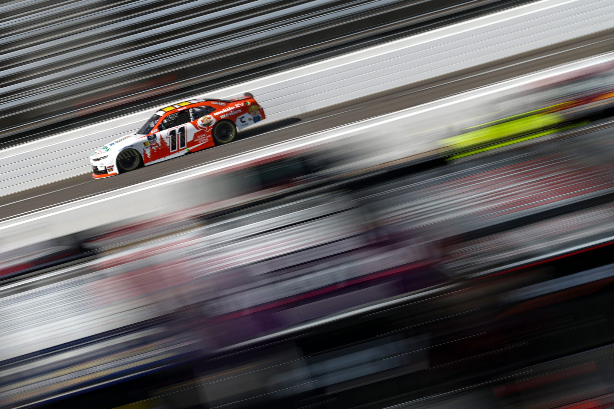 MARTINSVILLE, VIRGINIA - OCTOBER 25: Brenden Queen, driver of the #11 Campers Inn RV Chevrolet, drives during practice for the NASCAR Xfinity Series IAA and Ritchie Bros. 250 at Martinsville Speedway on October 25, 2025 in Martinsville, Virginia. (Photo by Jared C. Tilton/Getty Images) | Getty Images