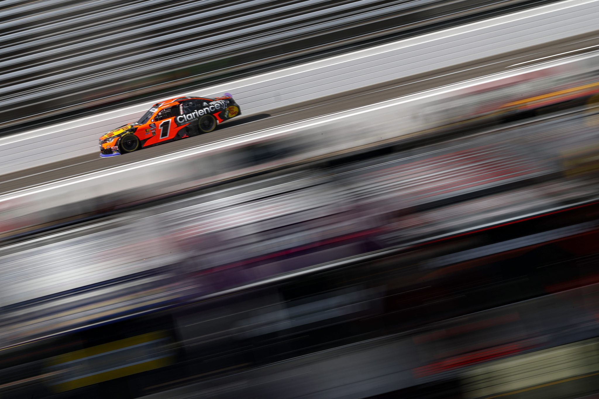 MARTINSVILLE, VIRGINIA - OCTOBER 25: Carson Kvapil, driver of the #1 Bass Pro Shops/Clarience Tech Chevrolet, drives during practice for the NASCAR Xfinity Series IAA and Ritchie Bros. 250 at Martinsville Speedway on October 25, 2025 in Martinsville, Virginia. (Photo by Jared C. Tilton/Getty Images) | Getty Images