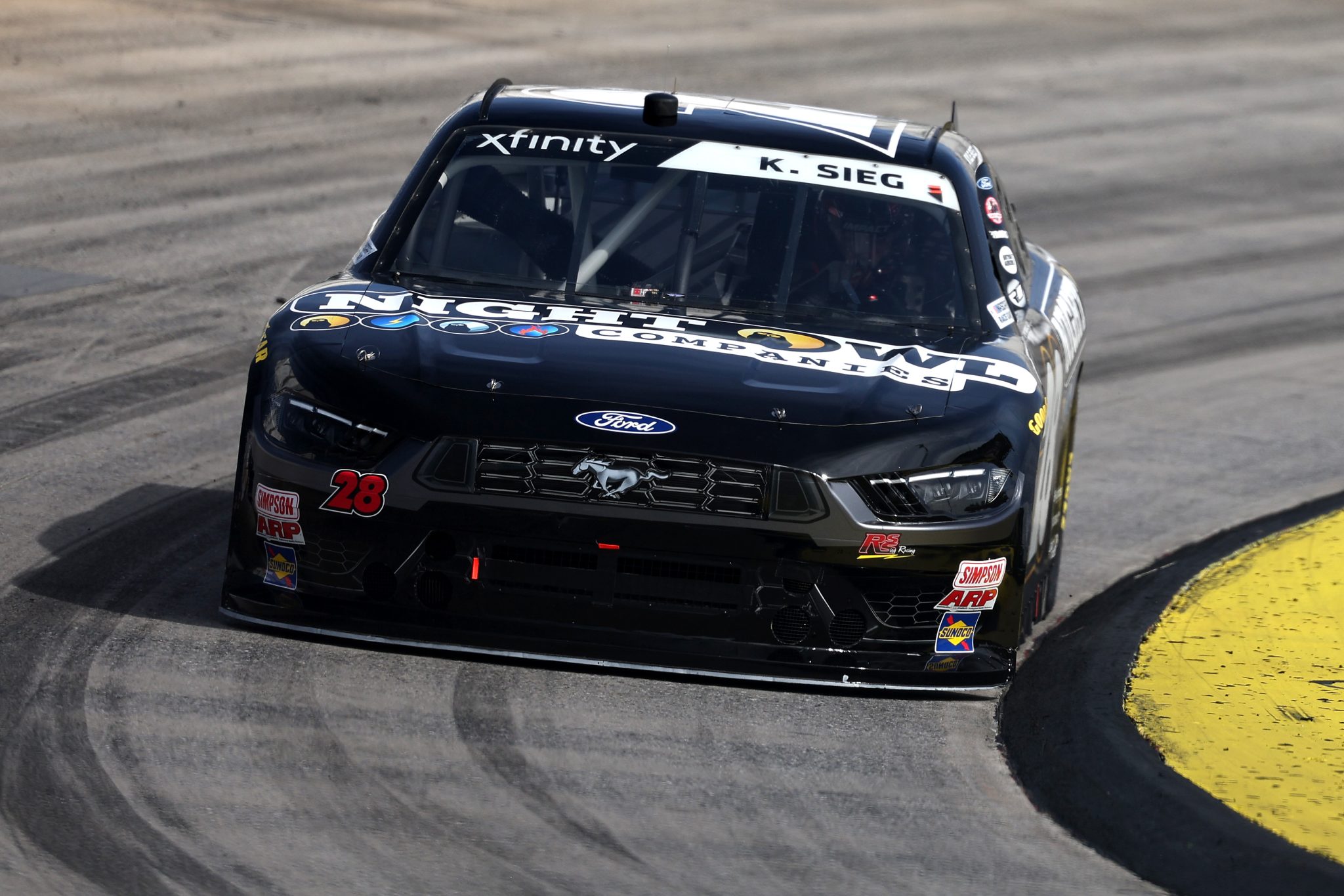 MARTINSVILLE, VIRGINIA - OCTOBER 25: Kyle Sieg, driver of the #28 Night Owl Companies Ford, drives during practice for the NASCAR Xfinity Series IAA and Ritchie Bros. 250 at Martinsville Speedway on October 25, 2025 in Martinsville, Virginia. (Photo by David Jensen/Getty Images) | Getty Images