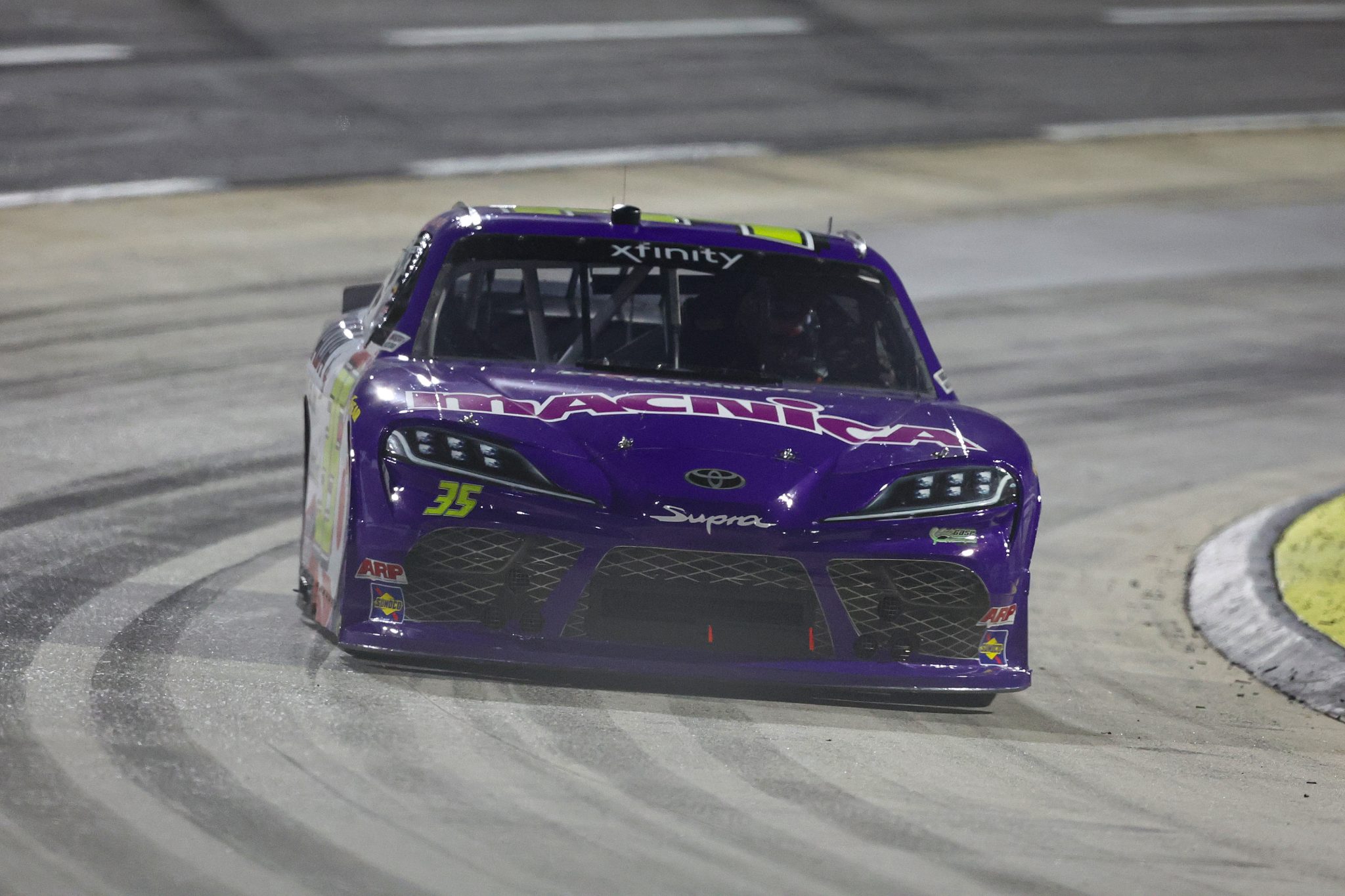 MARTINSVILLE, VIRGINIA - OCTOBER 25: Takuma Koga, driver of the #35 Macnica Toyota, drives during the NASCAR Xfinity Series IAA and Ritchie Bros. 250 at Martinsville Speedway on October 25, 2025 in Martinsville, Virginia. (Photo by David Jensen/Getty Images) | Getty Images
