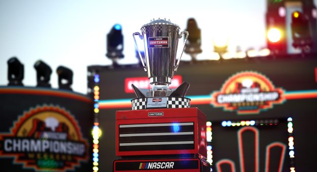 AVONDALE, ARIZONA - NOVEMBER 08: A detail view of the NASCAR Craftsman Truck Series Championship trophy onstage during pre-race ceremonies prior to the NASCAR Craftsman Truck Series Championship Race at Phoenix Raceway on November 08, 2024 in Avondale, Arizona. (Photo by Jared C. Tilton/Getty Images) | Getty Images