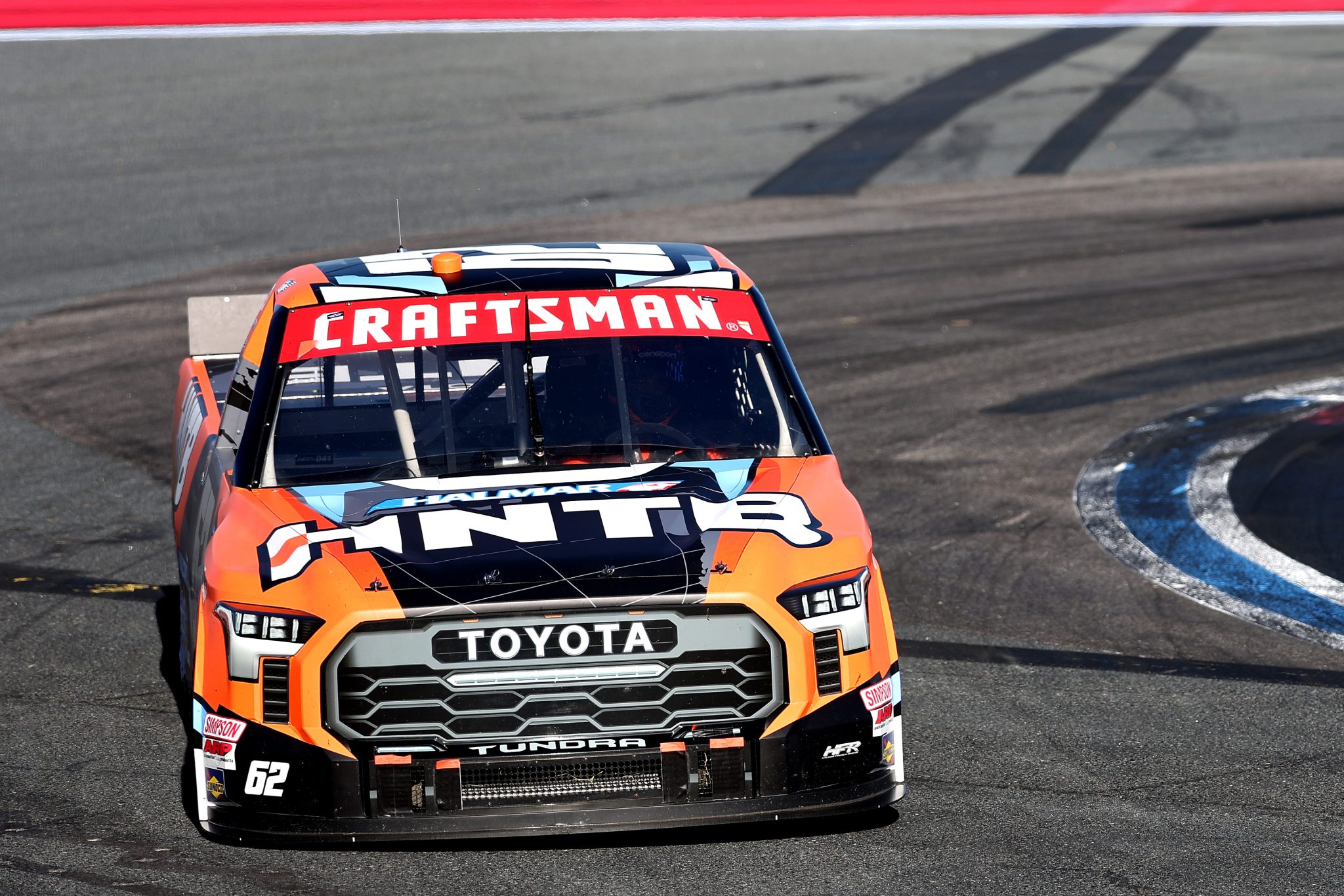 CONCORD, NORTH CAROLINA - OCTOBER 03: Wesley Slimp, driver of the #62 HNTB Toyota, drives during the NASCAR Craftsman Truck Series EcoSave 250 at Charlotte Motor Speedway on October 03, 2025 in Concord, North Carolina. (Photo by David Jensen/Getty Images) | Getty Images