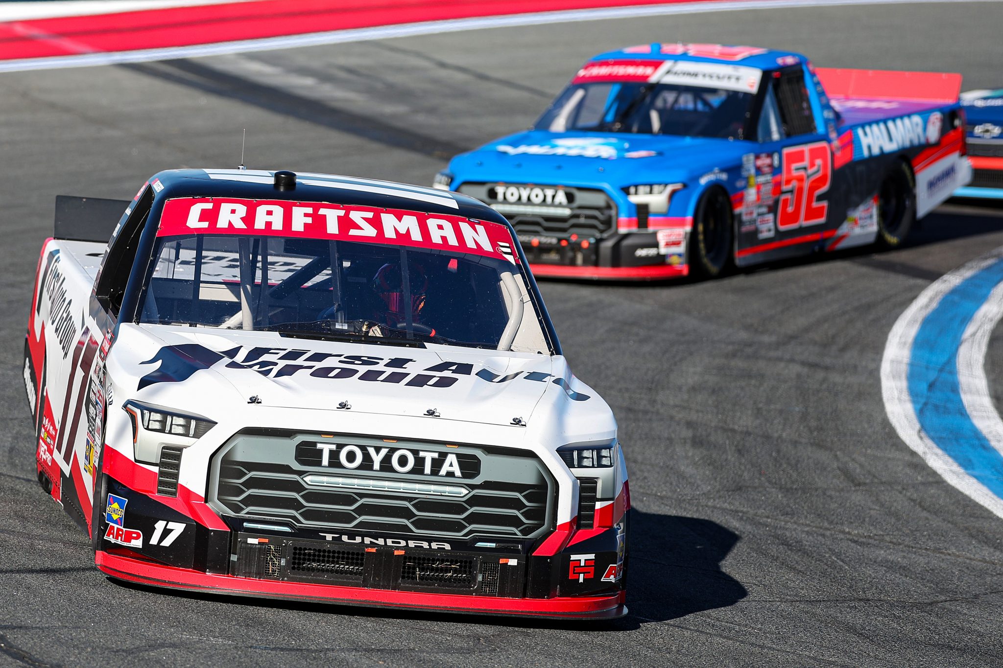 CONCORD, NORTH CAROLINA - OCTOBER 03: Giovanni Ruggiero, driver of the #17 First Auto Group Toyota, drives during the NASCAR Craftsman Truck Series EcoSave 250 at Charlotte Motor Speedway on October 03, 2025 in Concord, North Carolina. (Photo by David Jensen/Getty Images) | Getty Images