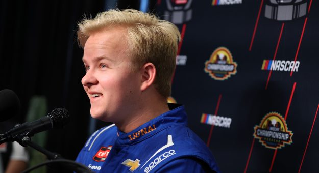 AVONDALE, ARIZONA - OCTOBER 30: 2025 NASCAR Craftsman Truck Series Championship 4 driver, Tyler Ankrum speaks to the media during NASCAR Championship Media Day at Phoenix Raceway on October 30, 2025 in Avondale, Arizona. (Photo by Meg Oliphant/Getty Images) | Getty Images