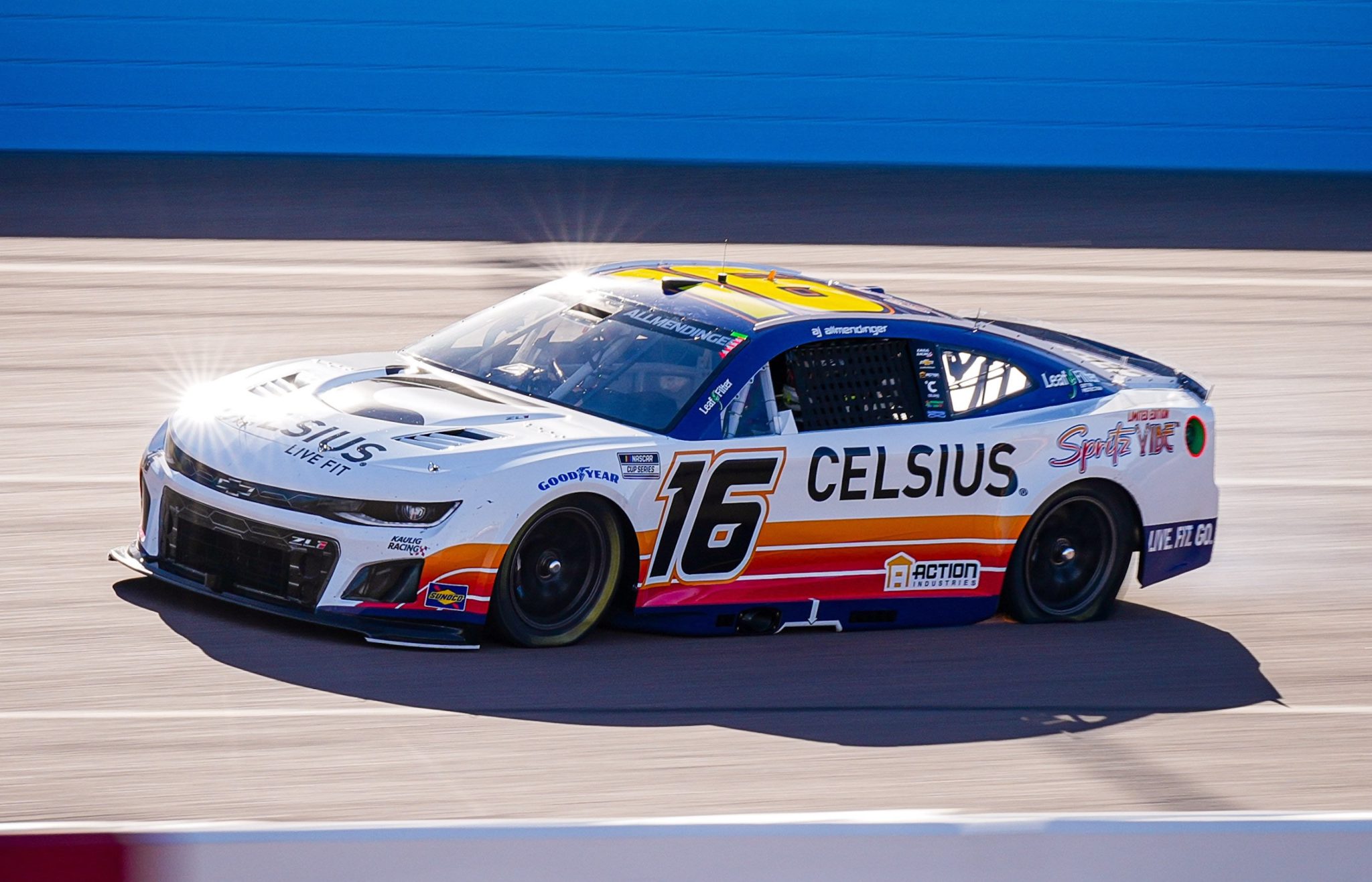 AVONDALE, ARIZONA - OCTOBER 31: AJ Allmendinger, driver of the #16 Celsius Chevrolet, drives during practice for the NASCAR Cup Series Championship at Phoenix Raceway on October 31, 2025 in Avondale, Arizona. (Photo from Kaulig Racing)