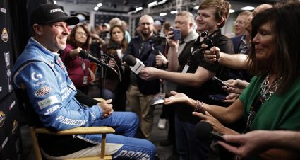 AVONDALE, ARIZONA - OCTOBER 30: 2025 NASCAR Cup Series Championship 4 driver, Denny Hamlin speaks to the media during NASCAR Championship Media Day at Phoenix Raceway on October 30, 2025 in Avondale, Arizona. (Photo by Sean Gardner/Getty Images) | Getty Images