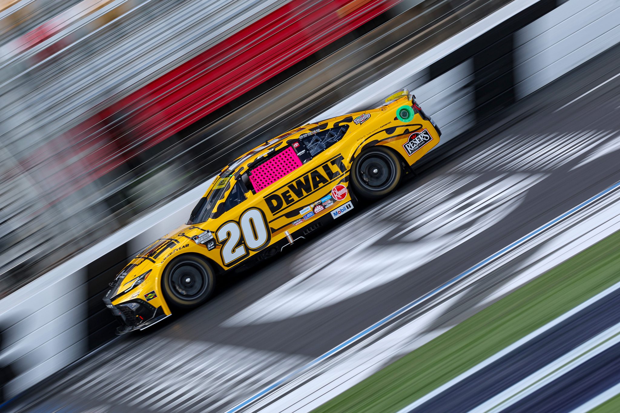 CONCORD, NORTH CAROLINA - OCTOBER 04: Christopher Bell, driver of the #20 DEWALT Toyota, drives during practice for the NASCAR Cup Series Bank of America ROVAL 400 at Charlotte Motor Speedway on October 04, 2025 in Concord, North Carolina. (Photo by Jordan Bank/Getty Images) | Getty Images