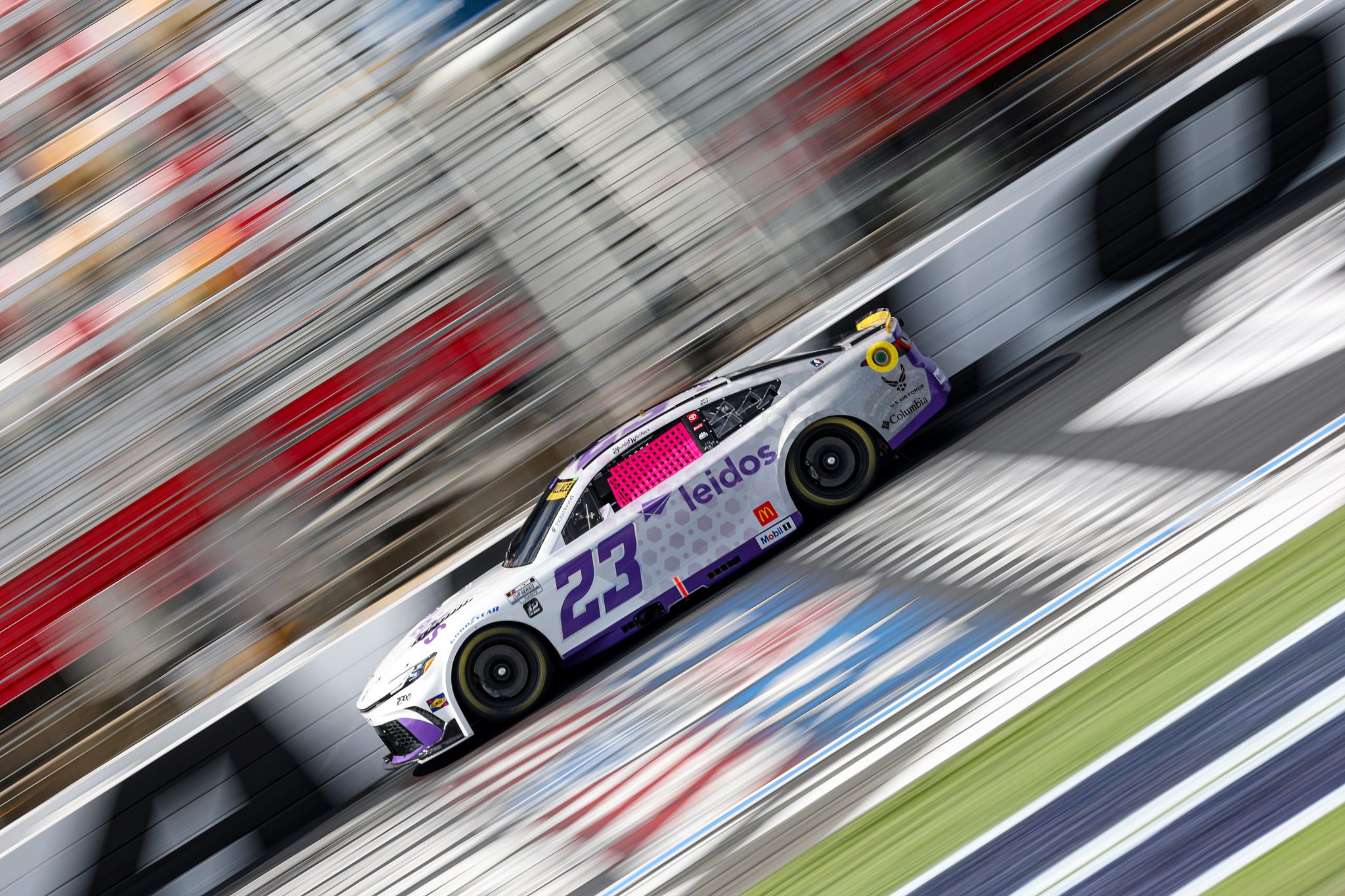 CONCORD, NORTH CAROLINA - OCTOBER 04: Bubba Wallace, driver of the #23 Leidos Toyota, drives during practice for the NASCAR Cup Series Bank of America ROVAL 400 at Charlotte Motor Speedway on October 04, 2025 in Concord, North Carolina. (Photo by Jordan Bank/Getty Images) | Getty Images