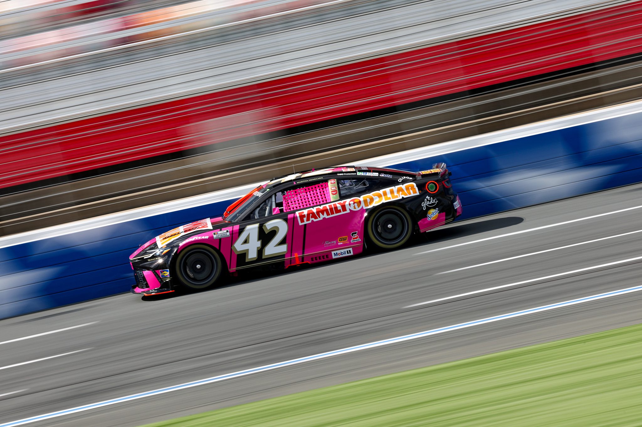 CONCORD, NORTH CAROLINA - OCTOBER 04: John Hunter Nemechek, driver of the #42 Family Dollar Toyota, drives during practice for the NASCAR Cup Series Bank of America ROVAL 400 at Charlotte Motor Speedway on October 04, 2025 in Concord, North Carolina. (Photo by David Jensen/Getty Images) | Getty Images