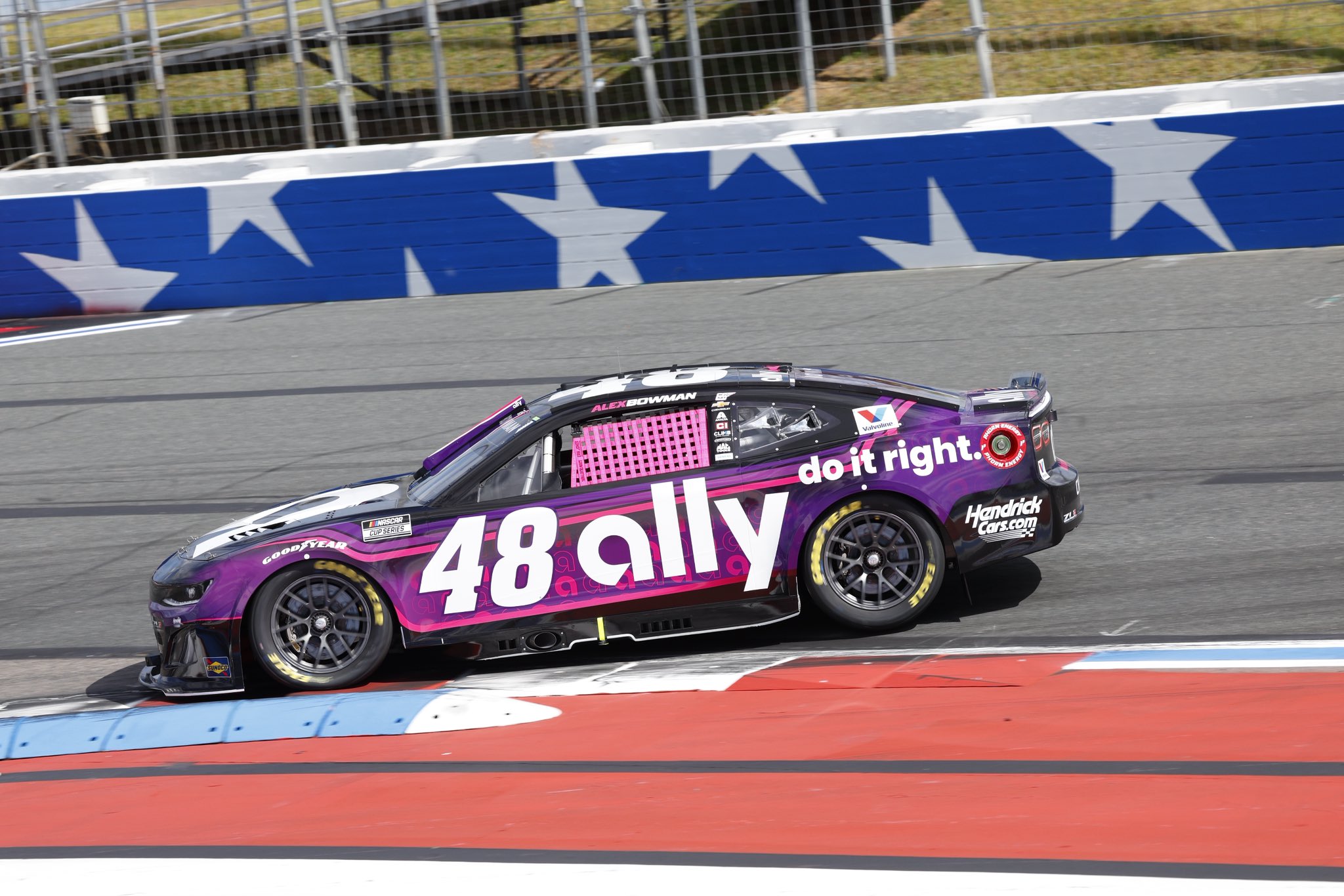 CONCORD, NORTH CAROLINA - OCTOBER 04: Alex Bomwan, driver of the #48 Ally Chevrolet, drives in preparation for the NASCAR Cup Series Bank of America ROVAL 400 at Charlotte Motor Speedway on October 04, 2025 in Concord, North Carolina. (Photo from Ally Racing)