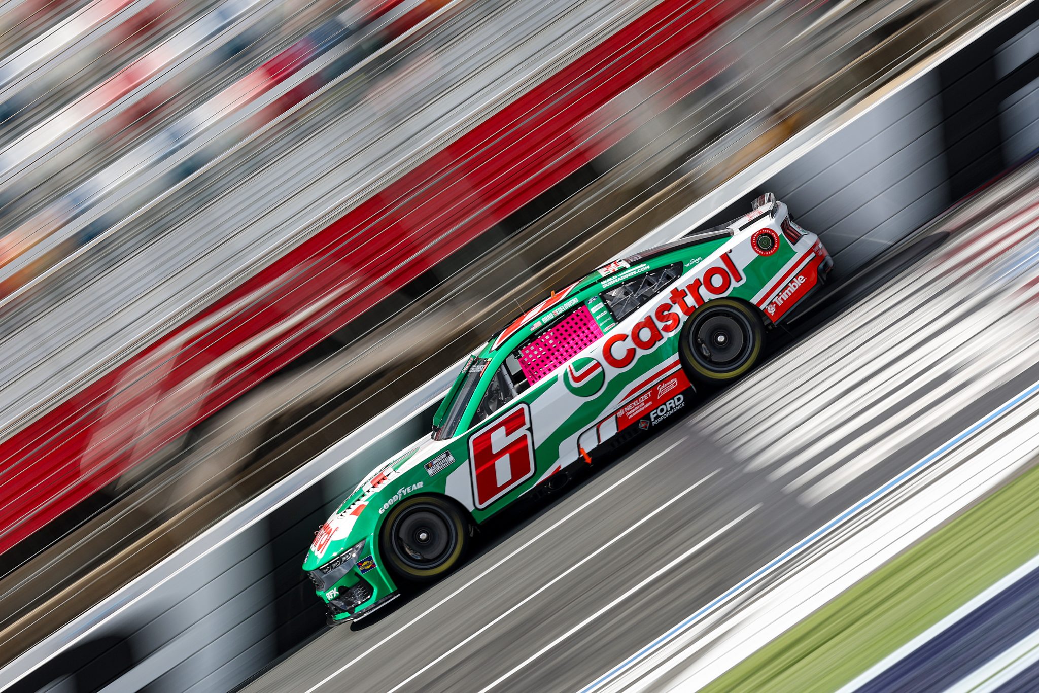 CONCORD, NORTH CAROLINA - OCTOBER 04: Brad Keselowski, driver of the #6 Castrol Ford, drives during practice for the NASCAR Cup Series Bank of America ROVAL 400 at Charlotte Motor Speedway on October 04, 2025 in Concord, North Carolina. (Photo by Jordan Bank/Getty Images) | Getty Images