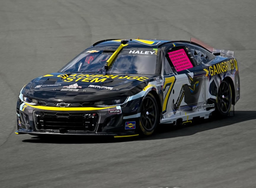 CONCORD, NORTH CAROLINA - OCTOBER 04:Justin Haley, driver of the #7 Gainbridge Chevrolet, drives in preparation for the NASCAR Cup Series Bank of America ROVAL 400 at Charlotte Motor Speedway on October 04, 2025 in Concord, North Carolina. (Photo from Spire Motorsports)