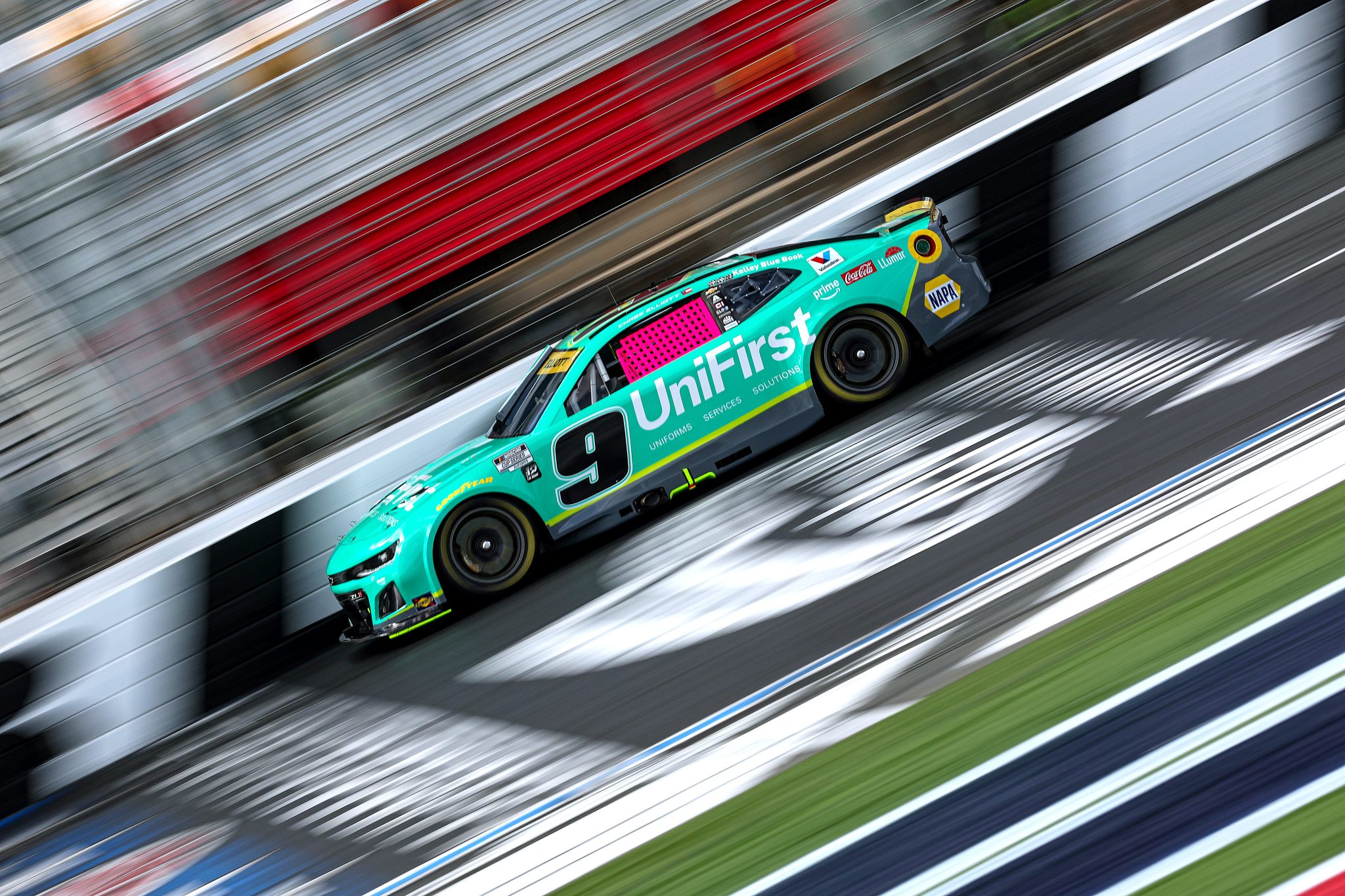 CONCORD, NORTH CAROLINA - OCTOBER 04: Chase Elliott, driver of the #9 UniFirst Chevrolet, drives during practice for the NASCAR Cup Series Bank of America ROVAL 400 at Charlotte Motor Speedway on October 04, 2025 in Concord, North Carolina. (Photo by Jordan Bank/Getty Images) | Getty Images