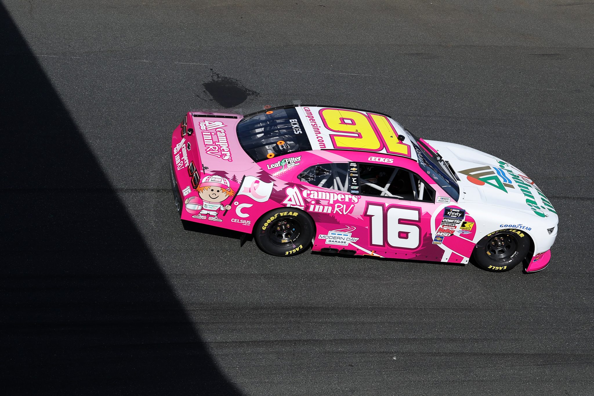 CONCORD, NORTH CAROLINA - OCTOBER 04: Christian Eckes, driver of the #16 Campers Inn RV Chevrolet, drives during practice for the NASCAR Xfinity Series Blue Cross NC 250 at Charlotte Motor Speedway on October 04, 2025 in Concord, North Carolina. (Photo by Jordan Bank/Getty Images) | Getty Images