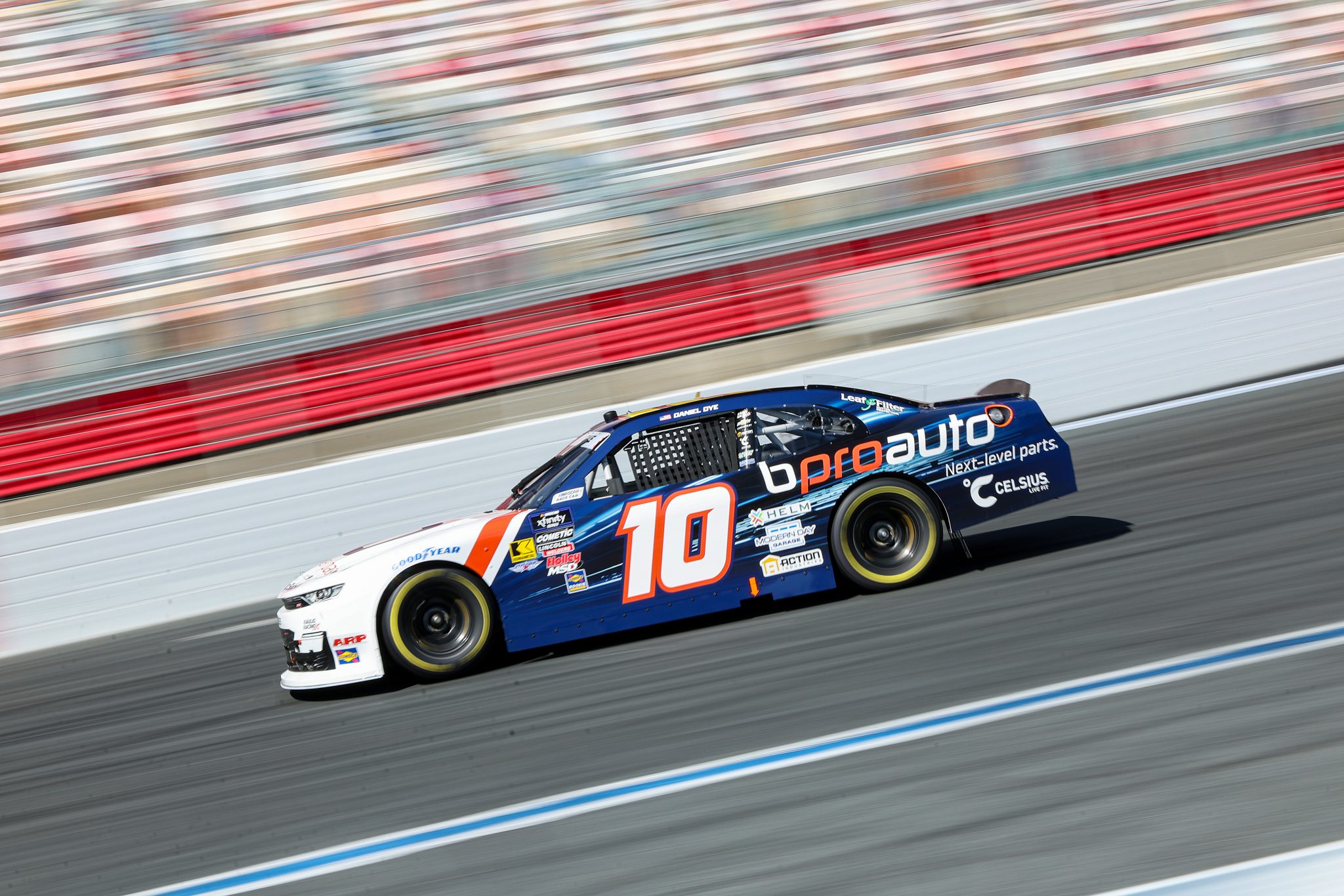 CONCORD, NORTH CAROLINA - OCTOBER 04: Daniel Dye, driver of the #10 bproauto Chevrolet, drives during practice for the NASCAR Xfinity Series Blue Cross NC 250 at Charlotte Motor Speedway on October 04, 2025 in Concord, North Carolina. (Photo by David Jensen/Getty Images) | Getty Images