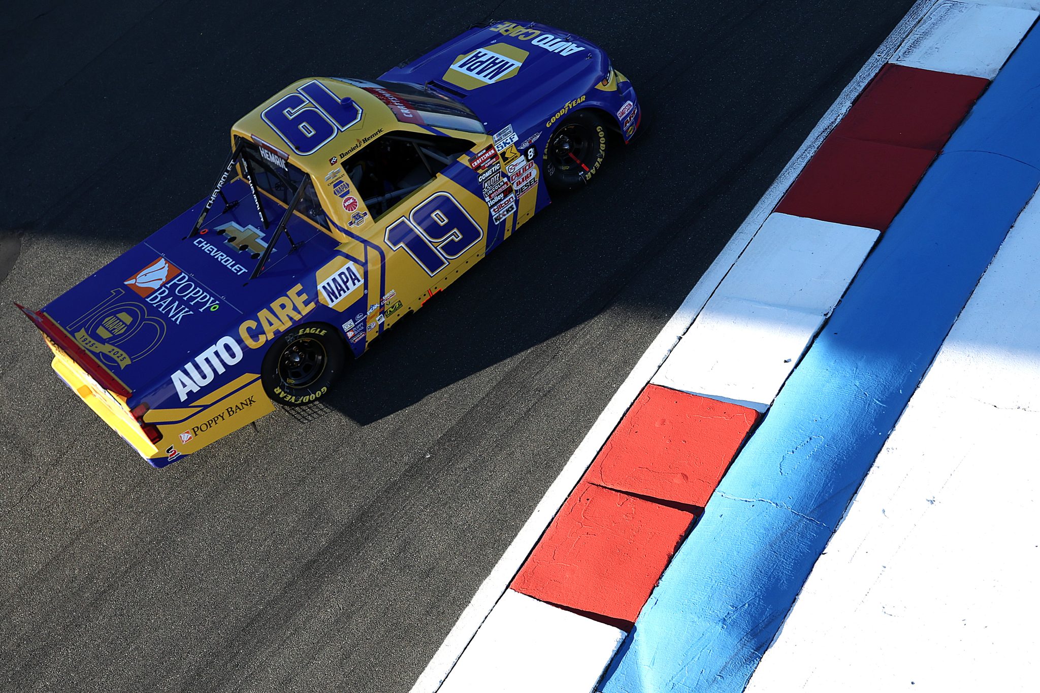 CONCORD, NORTH CAROLINA - OCTOBER 03: Daniel Hemric, driver of the #19 NAPA Auto Care Chevrolet, drives during the NASCAR Craftsman Truck Series EcoSave 250 at Charlotte Motor Speedway on October 03, 2025 in Concord, North Carolina. (Photo by David Jensen/Getty Images) | Getty Images